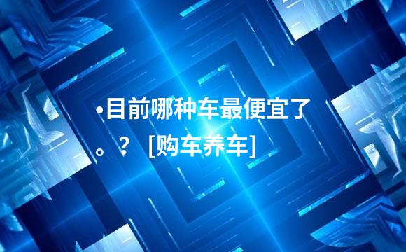 •目前哪种车最便宜了。？ [购车养车]
